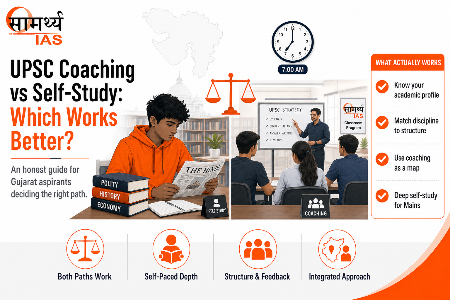 UPSC coaching vs self-study comparison for Gujarat aspirants